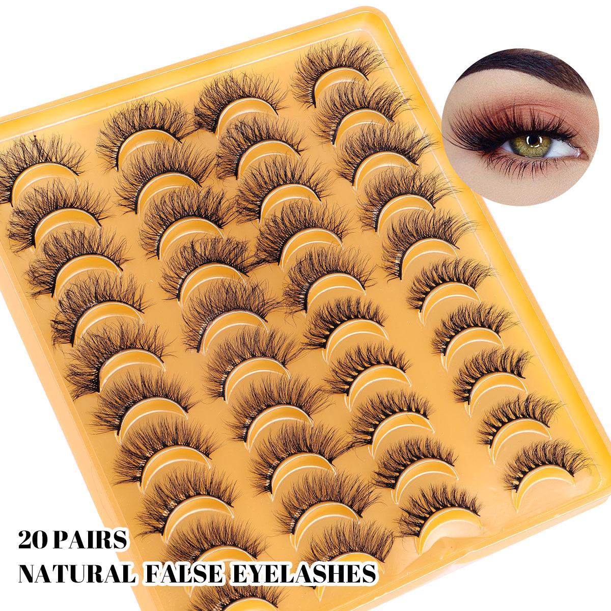 

20 Pairs Of Thick Fried False Eyelashes Naturally Curled Imitation Mink Eyelashes