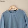 ZANZEA Blusa da donna casual con scollo rotondo, manica a 3/4, patchwork all'uncinetto