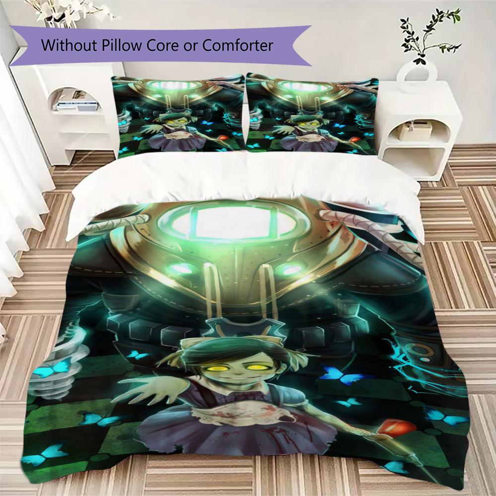 BioShock Pattern Bedding,Quilt Set Quilt Cover Pillowcase Home Birthday Gift (1*duvet cover+2*pillowcase,without core)SSJT0917031