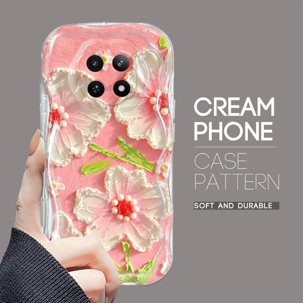 Kreslený vzor krémová textura pouzdro vlnitý okraj měkký silikonový kryt pouzdro na telefon pro OPPO Reno Realme OnePlus Vivo