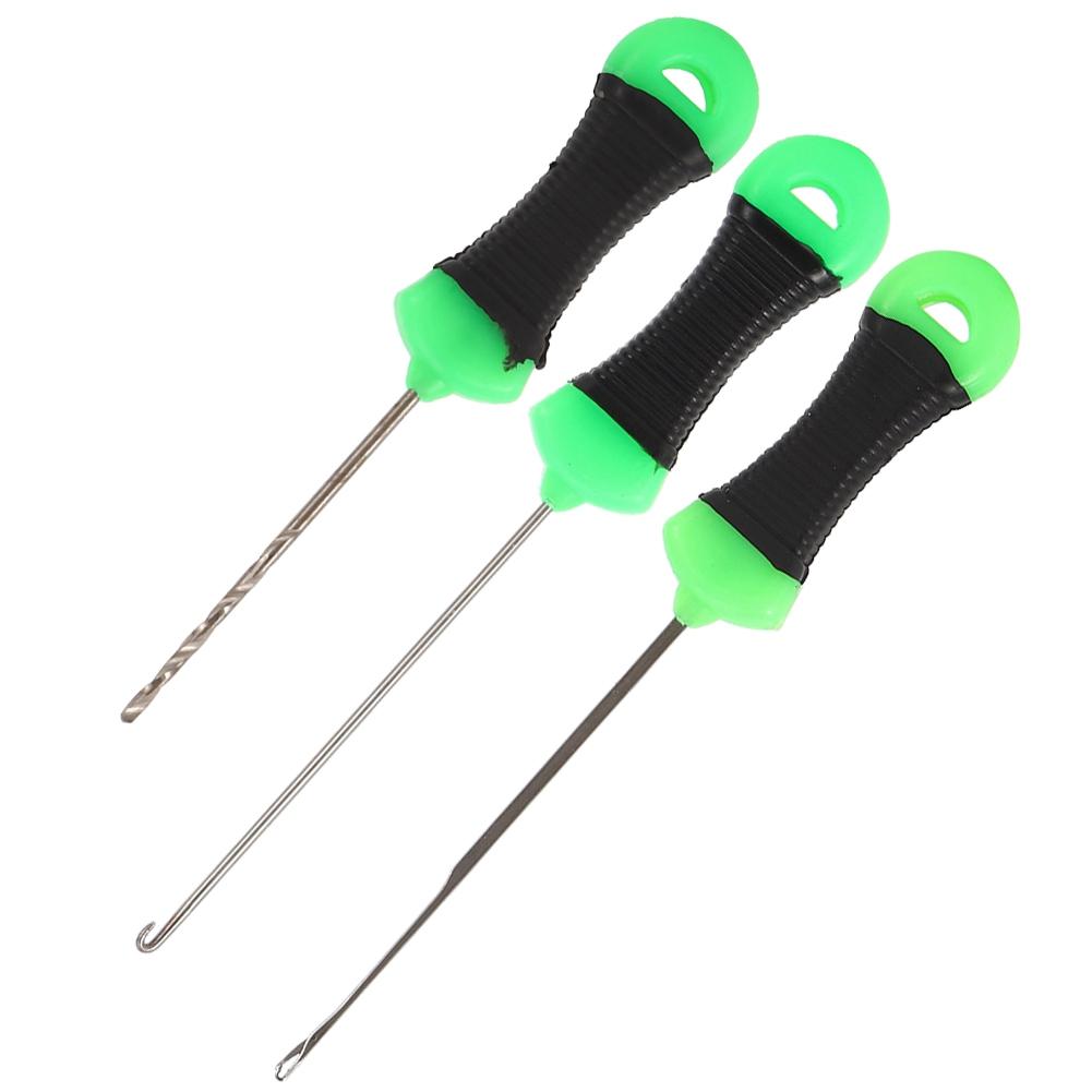 

3PCS Stainless Steel Carp Fishing Bait Lure Needle Plastic Green Black Round Handle
