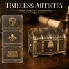 Zinc Alloy Jewelry Storage Case Engraved Pattern Metal Treasure Chest  Dresser Tabletop