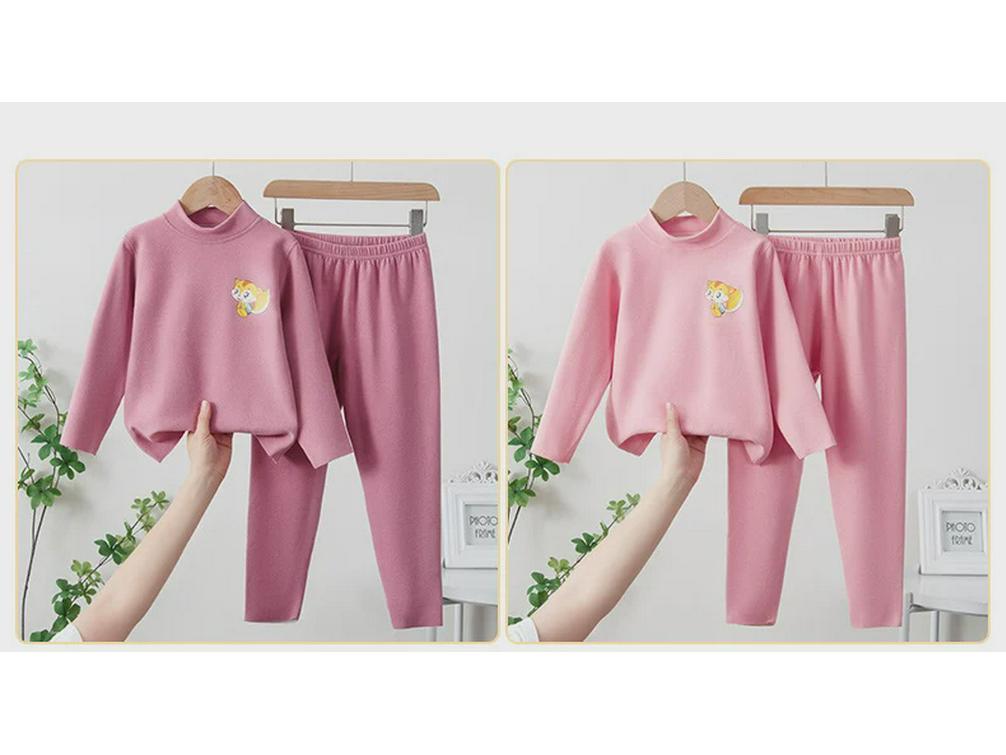 Thermo-Unterwäsche-Set für Kinder mit mittellangem Halsausschnitt – Frühjahr 2025, Flanellhosen für Kinder