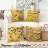 1/4Pcs Yellow Floral Bird And Butterfly Patterned Pillow Covers Sofa Bed Cushion Cover Home Bedroom Decoration, 2D Flat Printing
