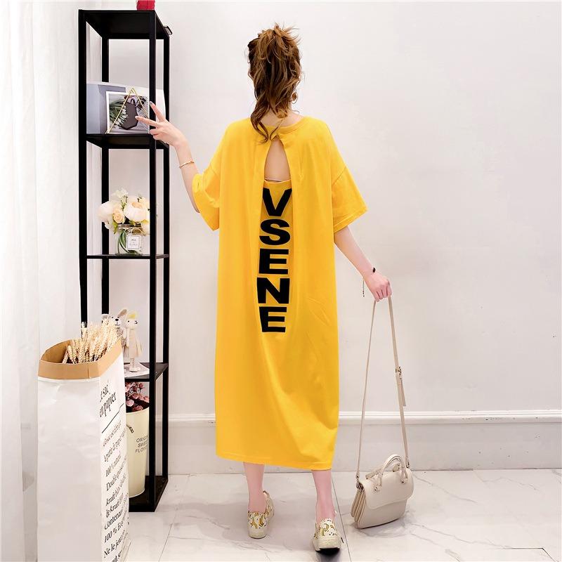 YYFS Dámská móda Léto Jaro 1/2 rukávy Kulatý výstřih Volný pas Ležérní šaty