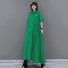 Xitao Irregular Splicing Pleated Green Dress DMY4747