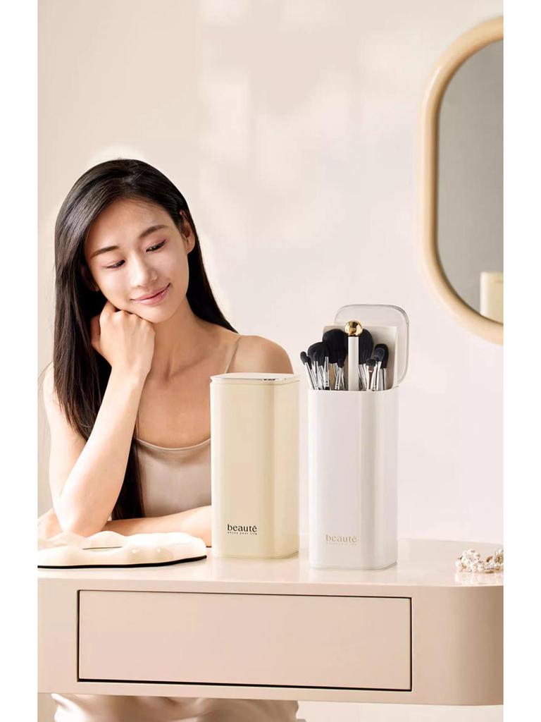 Automatic Lifting Makeup Brush & Lipstick Storage Tube - High-End Desktop Cosmetics Organizer