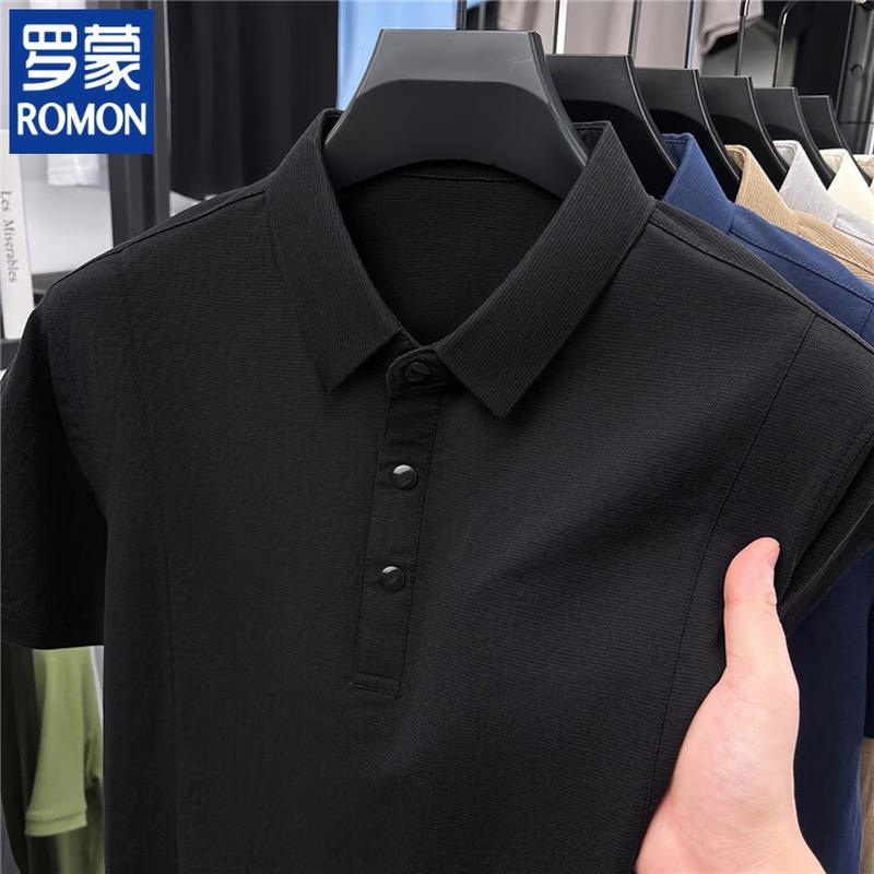 ROMON Men's Premium Linen-Cotton Blend Short Sleeve Polo Shirt