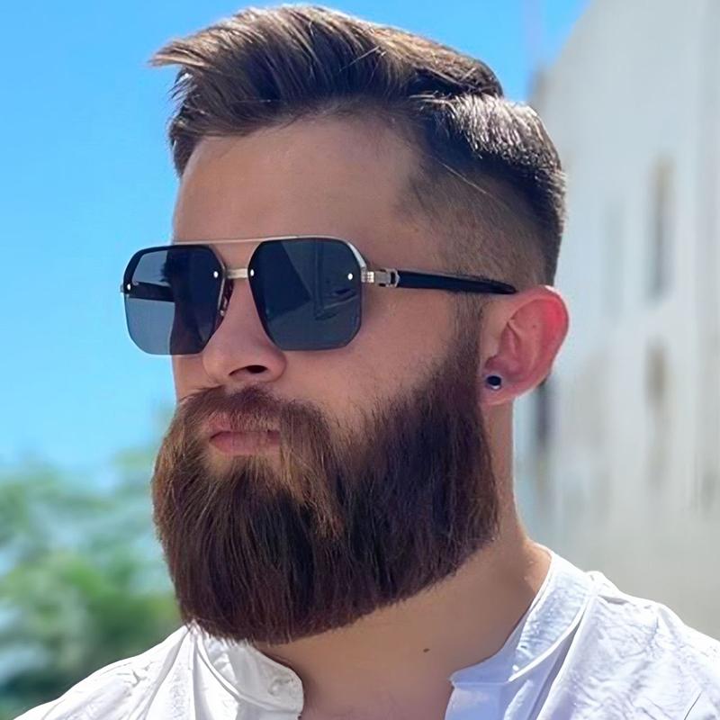 High Quality Rimless Men Sunglasses Uv400 Square Double Bridge Eyewear Sun Glasses