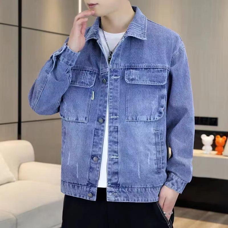 Men's 2024 Spring/Autumn Denim Jacket - Durable, Casual, and Stylish for Construction Site Wear