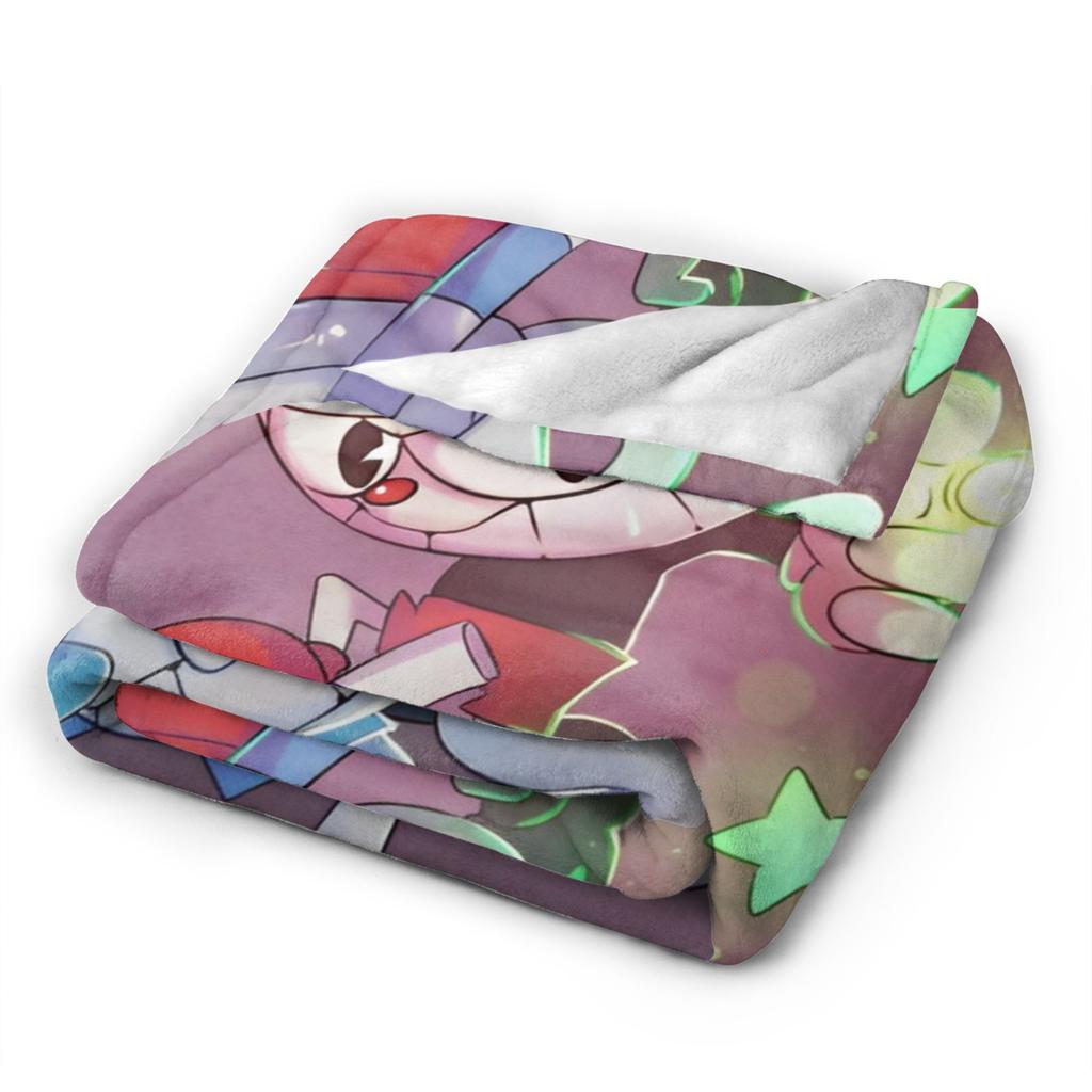 Cupheads And Mugman Blankets Flannel Game Lightweight Thin Throw Blankets for Bed Bedroom Quilt