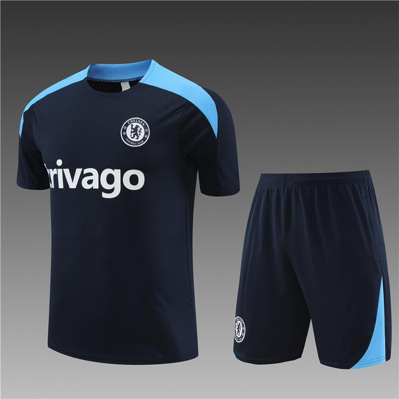Chelsea Football Jersey Game Training Jersey Set Autumn And Winter Semi-Pull Pre-Game Warm-Up Jersey Children'S Short Sleeves