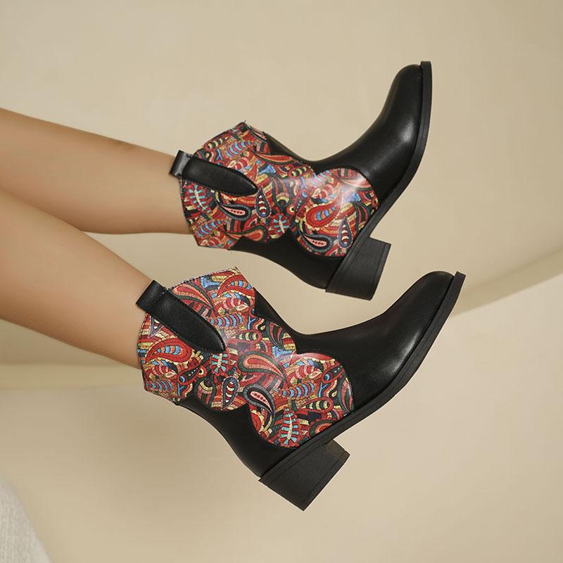Women's Shoes Women's Boots Autumn/Winter Round Head Snake Pattern Plus-size Boots Autumn/Winter Ankle Boots Plus Size