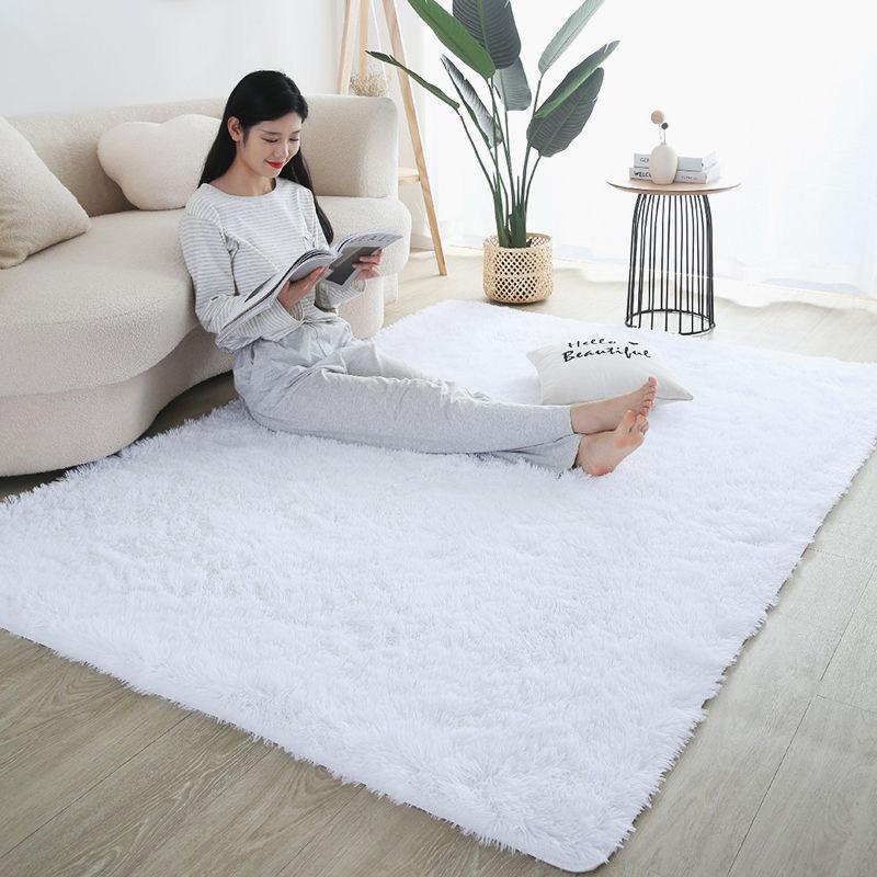 Furry Carpet Living Room Mat Modern Bedroom Nordic Style Decoration Carpet Large Size Black Gray White Non Slip Children's Rugs