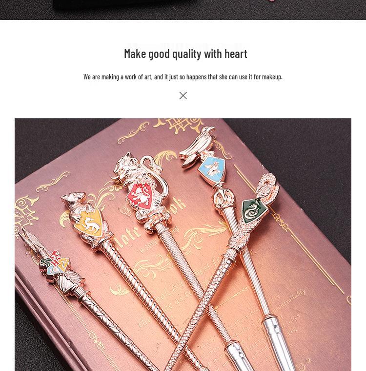 Harry Potter School Crest Eyeshadow Brush Set: 5 Midi Fox Metal-Handled Beauty Tools