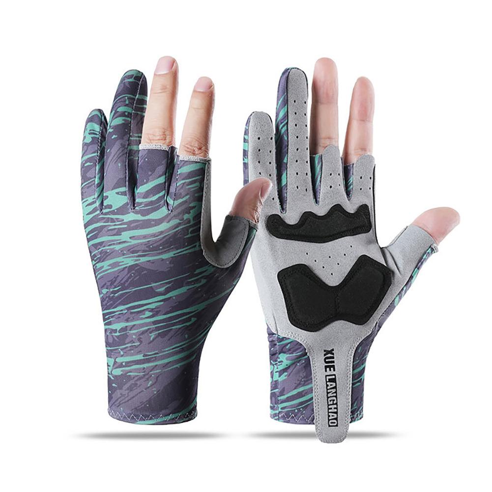 1 Pair Outdoor Three-Finger Fishing Gloves Sun Protection Breathable Quick Dry Cycling Gloves for Fishing Riding Fitness M зелёный