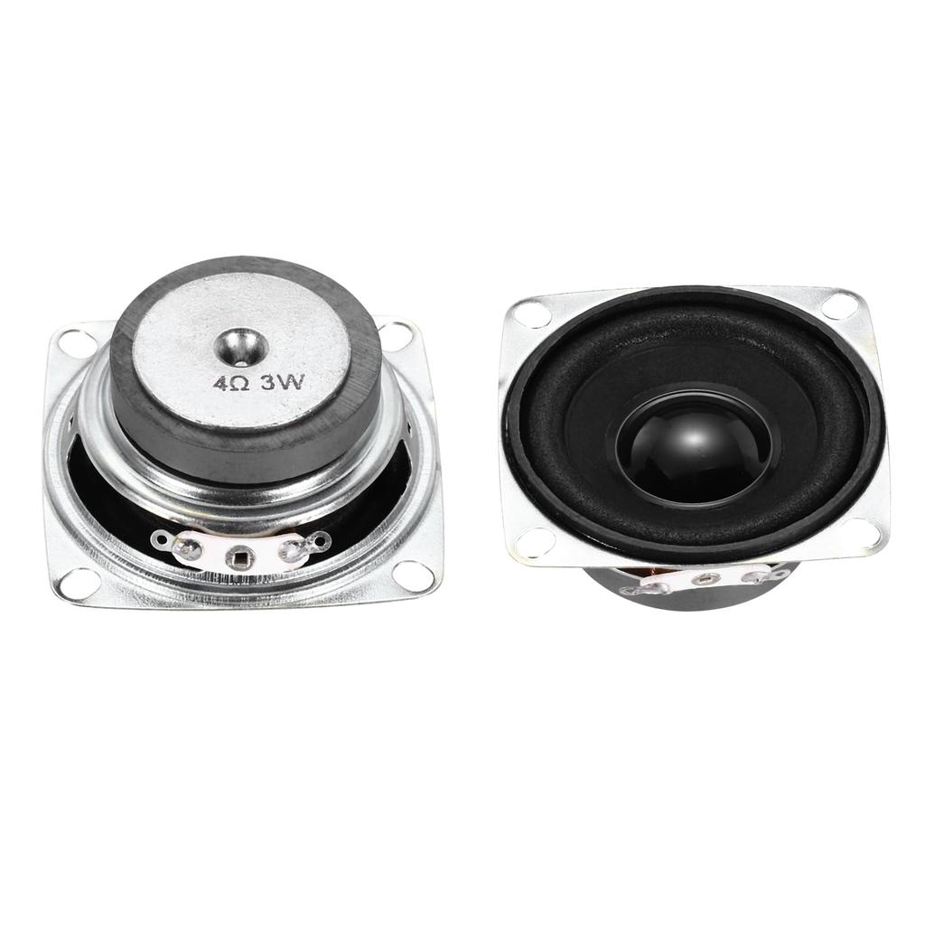 Uxcell 2Pcs 3W 4 Ohm Small Speaker Metal Shell Square Outside Micro Magnet Speaker Mini Speaker for DVD EVD Multimedia Mobile Portable Advertising
