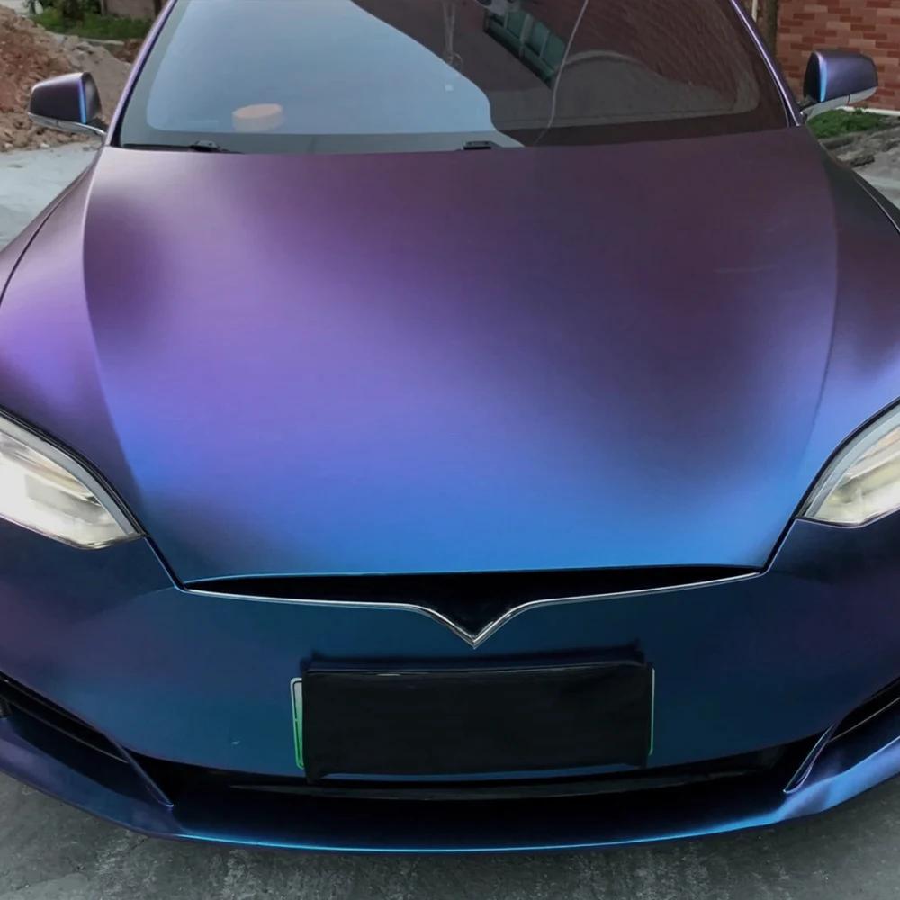 Adesivo per Auto Viola Diamante Opaco & Blu Pellicola Vinilica Wrapping Pellicola Cambio Colore Decalcomanie PET Senza Bolle Adesivo per Auto Interno Esterno