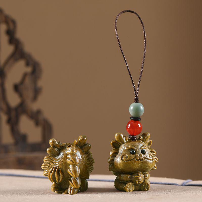 Auspicious Green Sandalwood Dragon Zodiac Cartoon Keychain & Universal Phone Lanyard