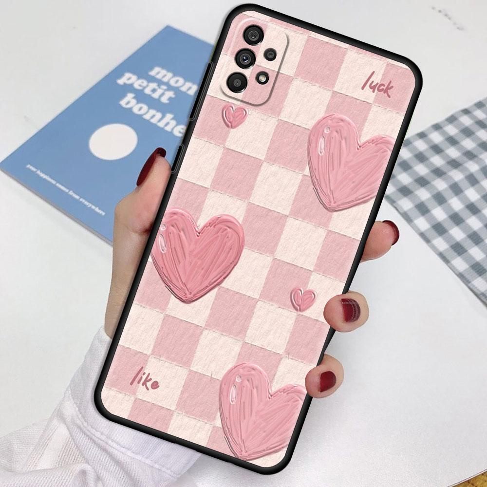 

Case For Samsung Galaxy A52 A12 A32 A51 A21s A71 A13 A53 A22 A31 A72 A03 A02s A41 Black Phone Shell Flower Cute Samsung A02s