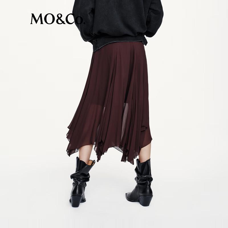 MO&Co. 2025 Autumn Sheer Chiffon A-line Long Skirt