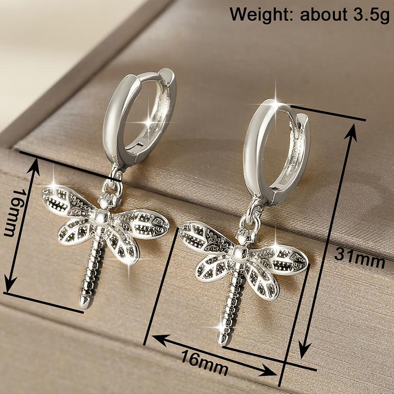 Huitan Elegant Women Drop Earrings Dragonfly Shaped Versatile Party Daily Animal Fancy Accessories Lady Delicate Metal JewelryGood Product