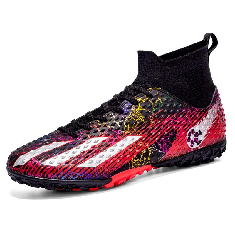 2025 Football Shoes High-top Boys and Children with Broken Nails and Spikes, Youth and Students Competition Artificial Turf Training Shoes