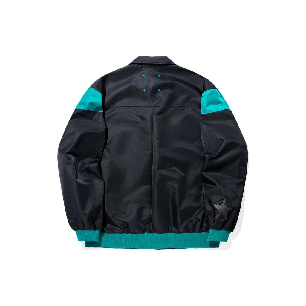 Li Ning Reignite Series Color Block Five-Pointed Star Print Polo Collar Loose Casual Jacket Unisex Jacket Black AFDU277-3