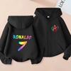 Kinder Reißverschluss Stil Buchstaben CR7 Rosa Strickjacke Kapuzenpullover Sweatshirt Mädchen Junge 3-12 Jahre Freizeit Mode Trend Oberteil Sportjacke Kleidung