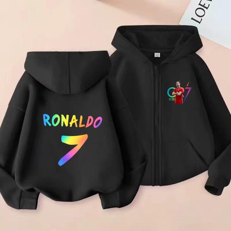 Kinder Reißverschluss Stil Buchstaben CR7 Rosa Strickjacke Kapuzenpullover Sweatshirt Mädchen Junge 3-12 Jahre Freizeit Mode Trend Oberteil Sportjacke Kleidung