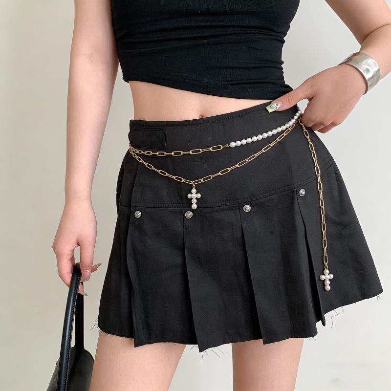 Glänzende Strassstern Pentagramm Taillenkette Für Frauen Bling Kristall Perlenkette Quaste Gürtel Körperkette Y2K Schmuck