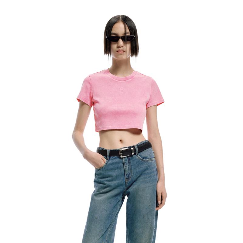 MO&Co. Women s MC Embroidered High-Waist Crop T-Shirt S