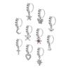 Cross & Butterfly Zirconia Nose Ring Stud Set, Adjustable Piercing Jewelry