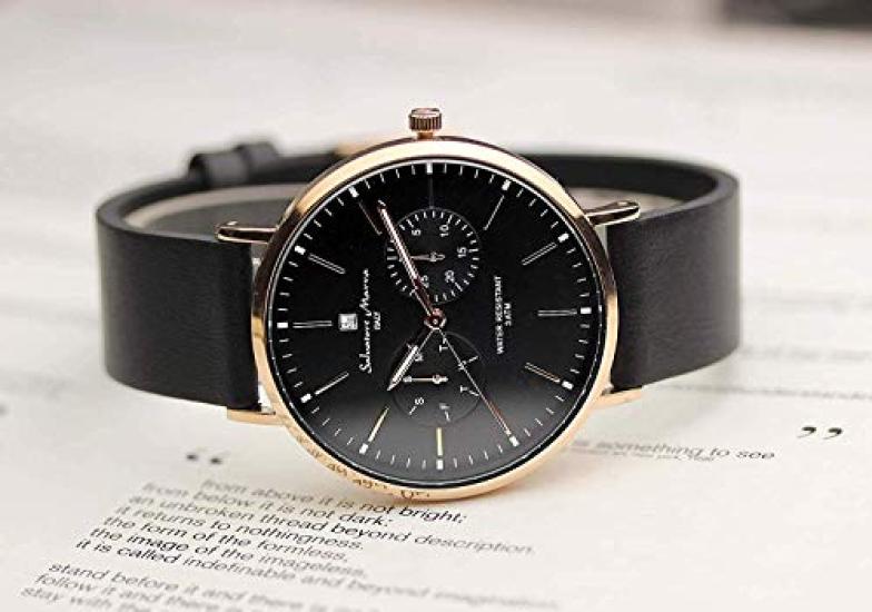 [Salvatore Marra] Quartz Watch with Calendar, Italian Brand, Unisex, SM15117L (Rose White Brown)