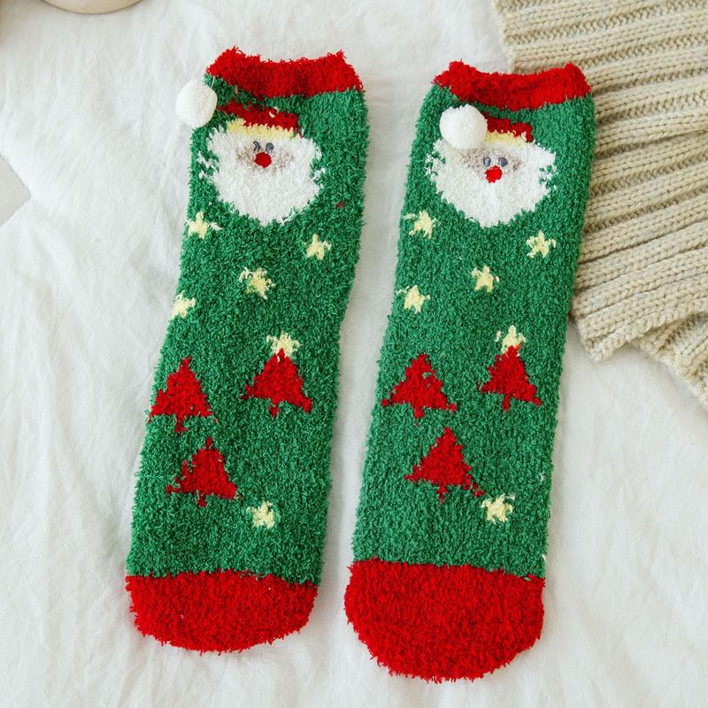 Weihnachtssocken Kinder Mittelhohe Socken Baumwolle Fleece Verdickte Schlafsocken Korallenfleece Warm Niedlich Fleece Kurze Socken