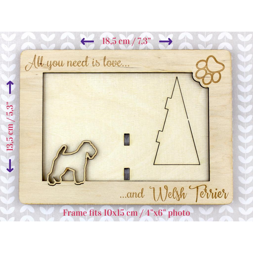 Welsh Terrier, Welshie, Daeargi Cymreig - Photo Frame, Engraved Wooden Frame, a Lovely Gadget for the Dog Lover by Art-Dog