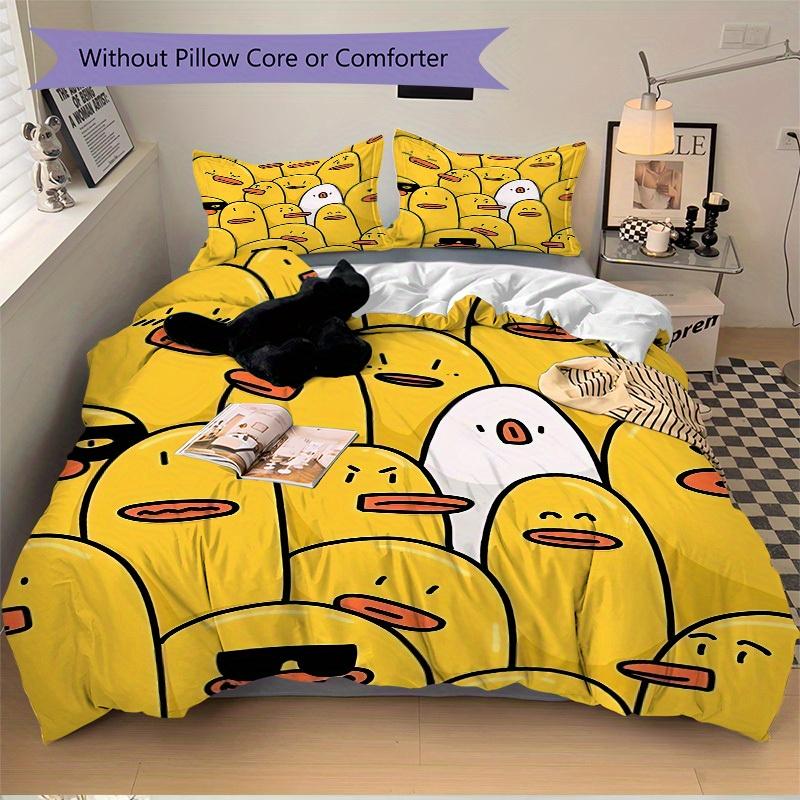 3pcs Duck Pattern Bedding Set, Breathable and Soft, Suitable for All Seasons, Ideal for Home Use, Suitable for Bedroom Decor Yy250821223