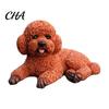 Elegant Poodle Model Realistic Teddy Dog Statue, Desktop Small Pet Model, Cute Laying Sculpture Bookshelf Display Piece for Car Dashboard, Desk,