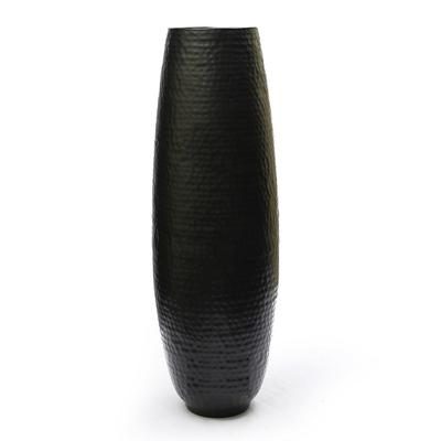 24-Inch Tall Black Hammered Iron Floor Vase - Handcrafted Decorative Accent for Modern Home, Living Room, Office, and Event Décor