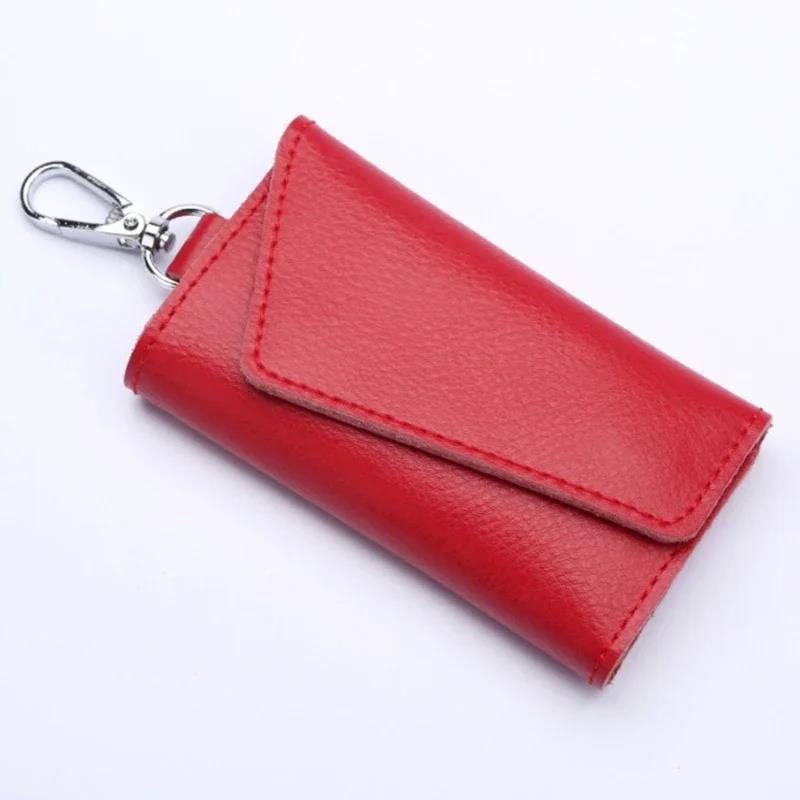 

Hot sale PU Leather Keychain Men Women Key Holder Organizer Pouch Cow Split Car Wallet Housekeeper Case Mini Card Bag червоний