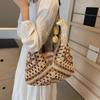 Straw Knitting Bag Hollow Out Tote Bag Beach Shoulder Bag Holiday Travel Handbag Boho Shoulder Purse for Women