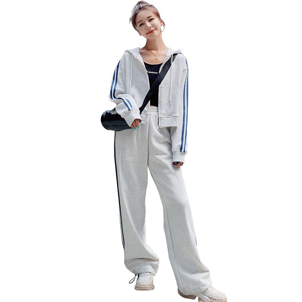 

Худи и спортивный костюм, толстовка в спортивном повседневном свободном корейском стиле плюс NTZ05 D.IIZOO женский весенне-осенний комплект из 2 предметов, брюки на молнии, домашняя одежда, посадка,