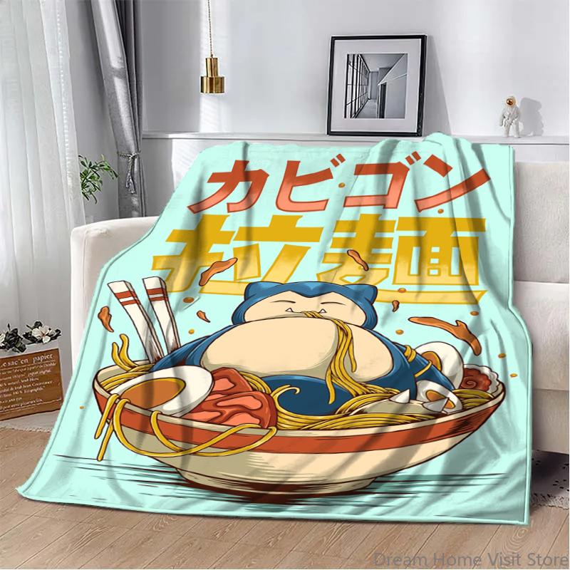Cartoon Flannel Fluffy Fleece Anime Figures P-Pokemon Blanket Home Sofa Lunch Break Blankets Children Student Kids Cute Gifts