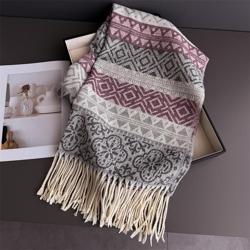 Luxury  Print Cashmere Scarf Women Warm Winter Pashmina Shawl Wrap Elegant Female Blanket Stoles Designer Ethnic Hijab