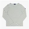 Saint James Unisex Long Sleeve Tee Modern Stripe 9858 Amandier Neige