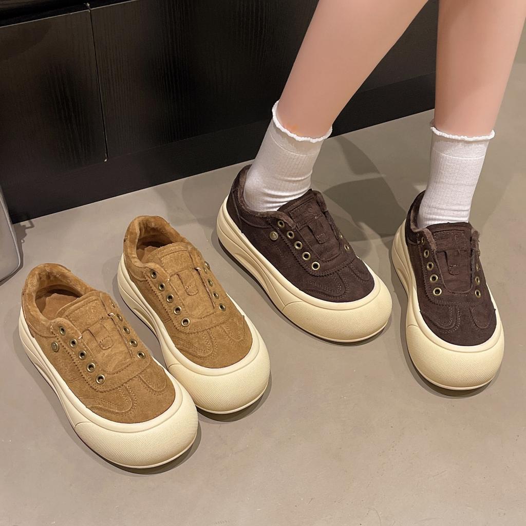 [Fanfna] Muffin thick-soled round head board shoes women's 2025 autumn new soft-soled comfortable lace-up casual sports shoes