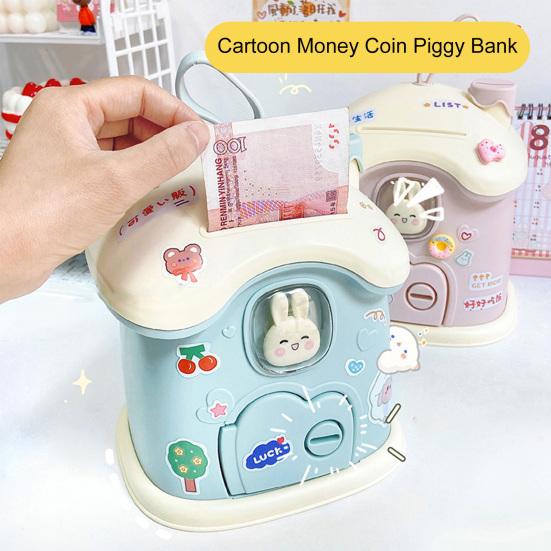 Piggy Bank Creative Shape Adorable Appearance Large Capacity Vibrant Color with Keys Save Money Acrylic Cartoon Money Coin Piggy