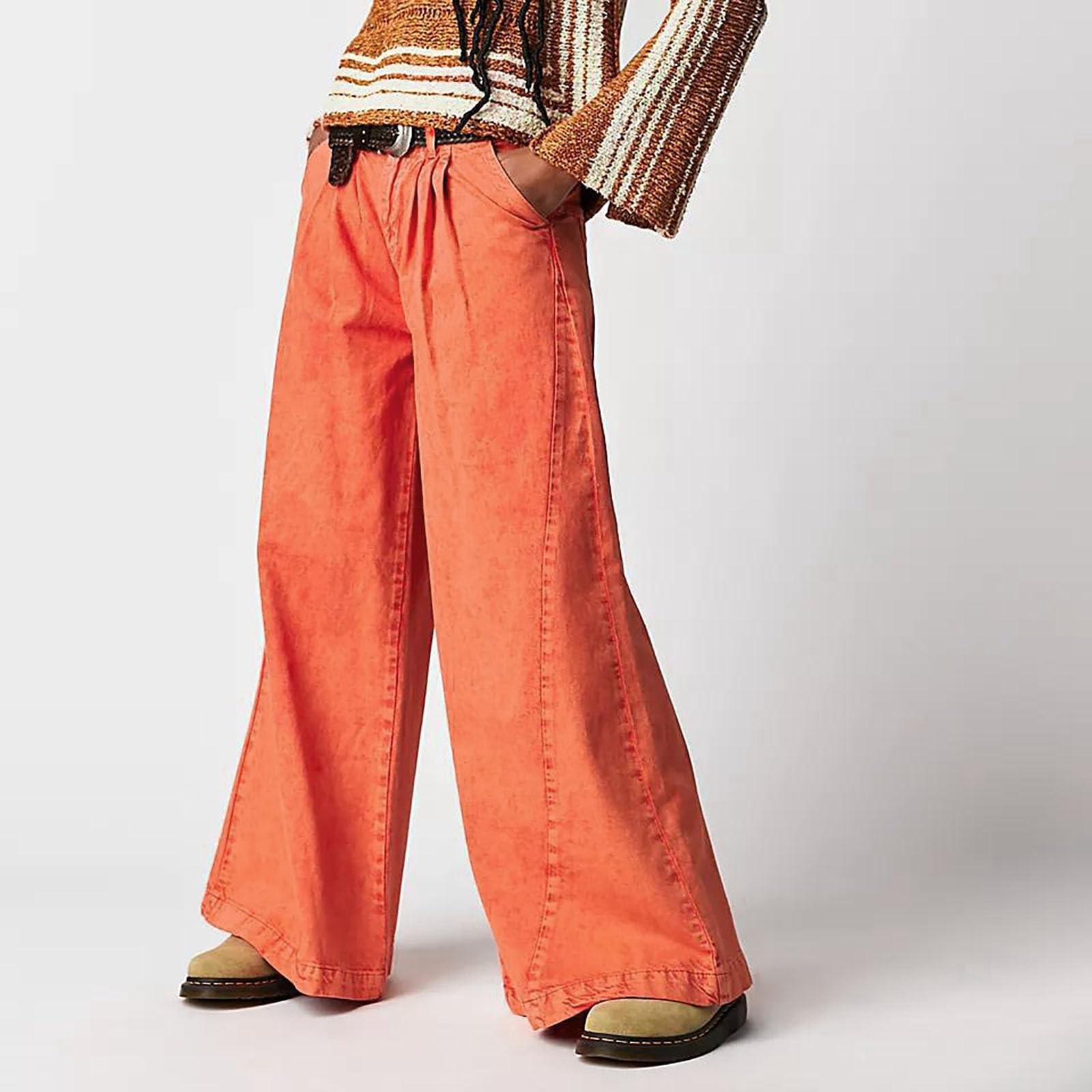 

Женские повседневные потертые уличные американские широкие повседневные джинсы повседневные брюки брюки M оранжевый