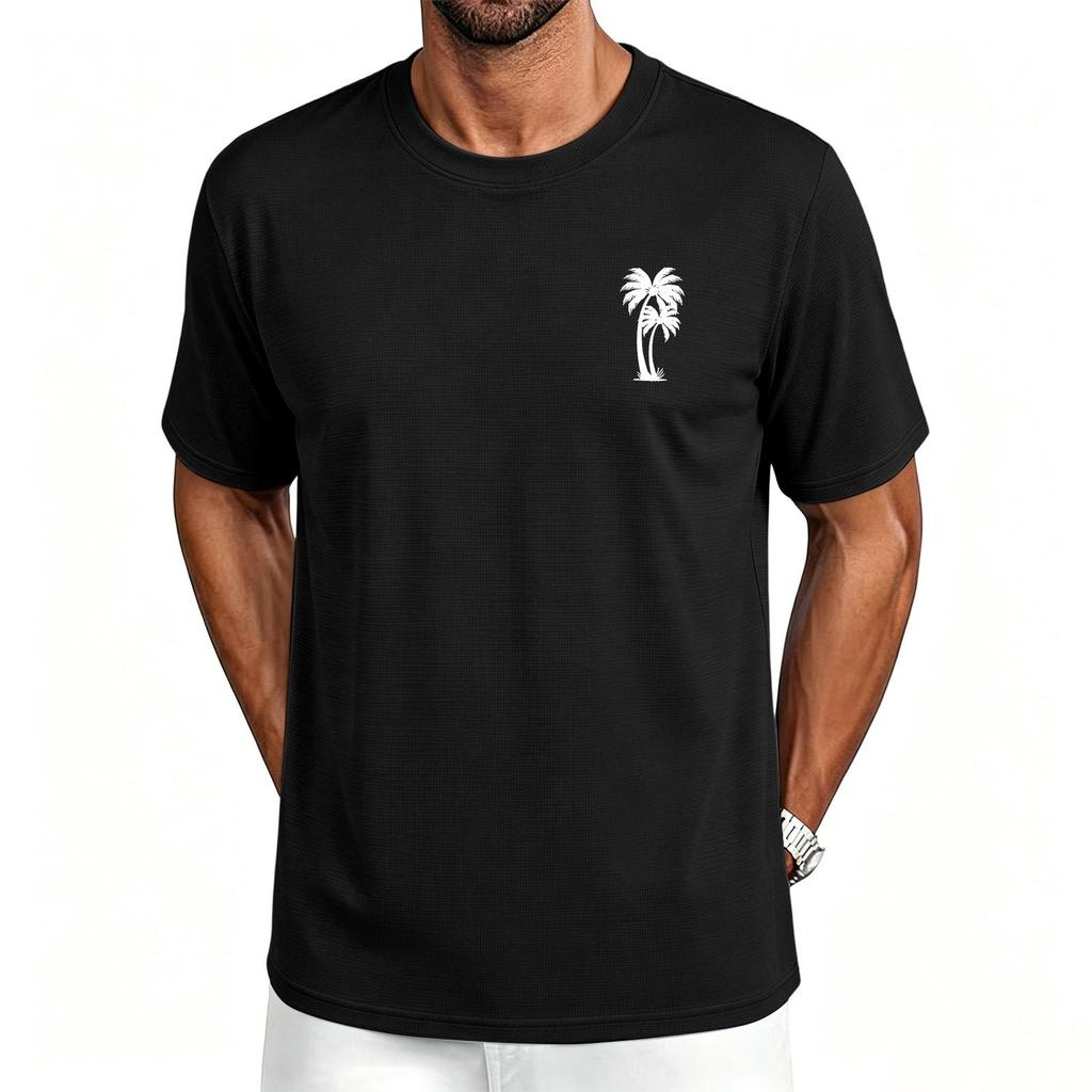 Men's Hawaiian Print Casual Crew Neck T-Shirt Breathable Quick Dry Short Sleeve Tee for Sports and Outdoor Activities