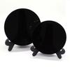High Quality Natural Black Obsidian Stone Scrying Mirror Round Plate Fengshui Mirror For Crystal Home Decoration Gift With Shelf